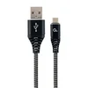 CC-USB2B-AMmBM-1M-BW Gembird Premium cotton braided Micro-USB charging - data cable,1m, black/white