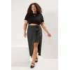 Trendyol Curve Anthracite Bow/Lace Midi Woven Plus Size Skirt