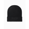 Ombre Mens knitted beanie hat with embroidered inscription - black