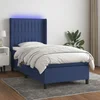 Vidaxl Box spring postelja z vzmetnico LED modra 80x200 cm blago
