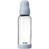 BIBS - Otroška steklena steklenička 240 ml, silikon - Baby Blue (srednji pretok)