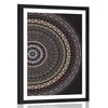Plakat s paspartujem Mandala v vzorcu sonca v vijoličnih odtenkih - 40x60 white