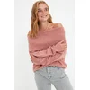 Trendyol Pale Pink Soft Textured Carmen Collar Knitwear Sweater