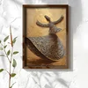 WallXpert uramljena MDF slika NAL152-46, derviš u plesu ukrašen kaligrafijom u zlatnim tonovima, 35,5 x 47 cm