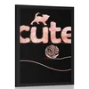 Plakat mačka s klobčičem in napisom Cute - 30x45 no frame