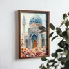 WallXpert uramljena MDF slika NAL068-70, plava džamija sa kupolom i minaretima među cvećem, 50 x 70 cm