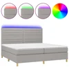 Vidaxl Box spring postelja z vzmetnico LED sv. siva 200x200 cm blago