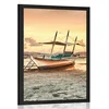 Plakat ladjice ob sončnem zahodu - 20x30 black
