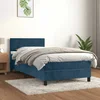 Vidaxl Box spring postelja z vzmetnico temno moder 90x190 cm žamet