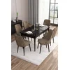 Hanah Home Set Trpezarijski sto i 6 stolica Are, Braon-crni