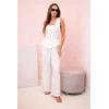 Kesi Włoski Womens sleeveless jumpsuit with wide leg and decorative buttons ecru