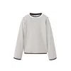 MANGO KIDS Majica RAYITA temno rjava/bela