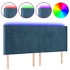 Vidaxl LED posteljno vzglavje temno modro 203x16x118/128 cm žamet