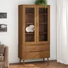 shumee Vitrina MOLDE rjava 90x35x175 cm trdna borovina