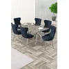 HANAH HOME Rasklopivi trpezarijski sto i stolice (7 delova) Esla Anthracite Chrome