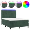 Krevet box spring s madracem LED tamnozeleni 140x190 cm baršun