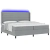 vidaXL vidaXL Box Spring postelja z vzmetnico in LED lučko svetlo siva 200x200 cm tkanina, (22050731)