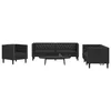 3-dijelna sofa Chesterfield crna umjetna koža
