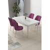 Hanah Home Set Trpezarijski sto i 4 stolice Nil, Ljubičasto-beli