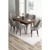 Hanah Home trpezarijski set Tia, sto i 6 stolica, ploča u dekoru drveta Baroque, siva tkanina Babyface