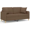 Vidaxl Kavč dvosed z blazinami rjav 140 cm blago
