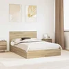 vidaXL vidaXL Postelja s shranjevanjem z vzglavjem Sonoma hrast 135 x 190 cm, (5000105994)