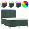 Vidaxl Box spring postelja z vzmetnico LED tem. zelena 140x190cm žamet