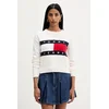 Tommy Jeans Pulover Tommy Flag mornarska/živo rdeča/bela