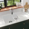 Dvojno kuhinjsko pomivalno korito iz granita belo
