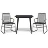 3-dijelni vrtni blagovaonski set od PVC ratana crni