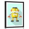 Plakat s paspartujem rumeni robot na modrem ozadju - 30x45 no frame