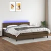 vidaXL Box spring postelja z vzmetnico LED temno rjava 200x200cm blago