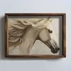 WallXpert uramljena MDF slika NAL179-46, glava belog konja sa razvijenom grivom, 35,5 x 47 cm