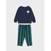 Sinsay - Pamučni komplet: crewneck duks sa motivom kučeta i pantalone na pruge - šareno