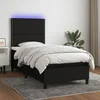 Krevet box spring s madracem LED crni 90x190 cm od tkanine