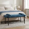 Klupa s gumbima i jastučićima Plava 110 x 40 x 46 cm Baršun