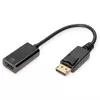 DisplayPort adapter cable, DP - HDMI type A M/F, 0.2m, w/lock, HDMI 2.0, act., gold, bl
