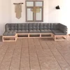 7-dijelna vrtna garnitura od masivne borovine s jastucima
