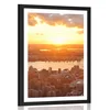 Plakat s paspartujem sončni zahod nad New Yorkom - 20x30 no frame