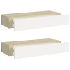 Zidne police s ladicama 2 kom. hrast i bijela 60x23,5x10 cm MDF
