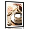 Plakat s paspartujem skodelica kave v jesenskem pridihu - 30x45 silver