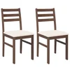 Vidaxl Jedilni stoli z blazinami 2 kosa Brown Solid Wood Rubber