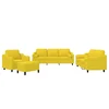 4-dijelni set sofa s jastucima svjetložuti od tkanine