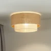 Duolla Stropna svetilka Boho, rjava/bež, O 45 cm, iz tkanine - Dnevna soba/jedilnica - naravno rjava, bela - Tkanine/tekstil