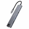 Hub postaja Yesido HB27 8v1 USB-C - 2x USB-A 3.0, 2x USB-C, 1x HDMI, 1x RJ45, 1x SD, 1x TF, PD100W, 4K pri 30Hz - siva