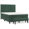 Vidaxl Box spring postelja z vzmetnico temno zelen 140x190 cm žamet