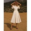 BIBI SAKALIEVA Obleka Off-White Satin Backless Midi Dress off-bela