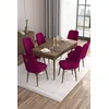 Hanah Home Set Trpezarijski sto i 6 stolica Are, Bordo-braon