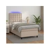 Krevet box spring madrac LED cappuccino 90x190cm umjetna koža