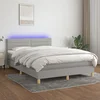 Krevet box spring s madracem LED svjetlosivi 140x190 cm tkanina